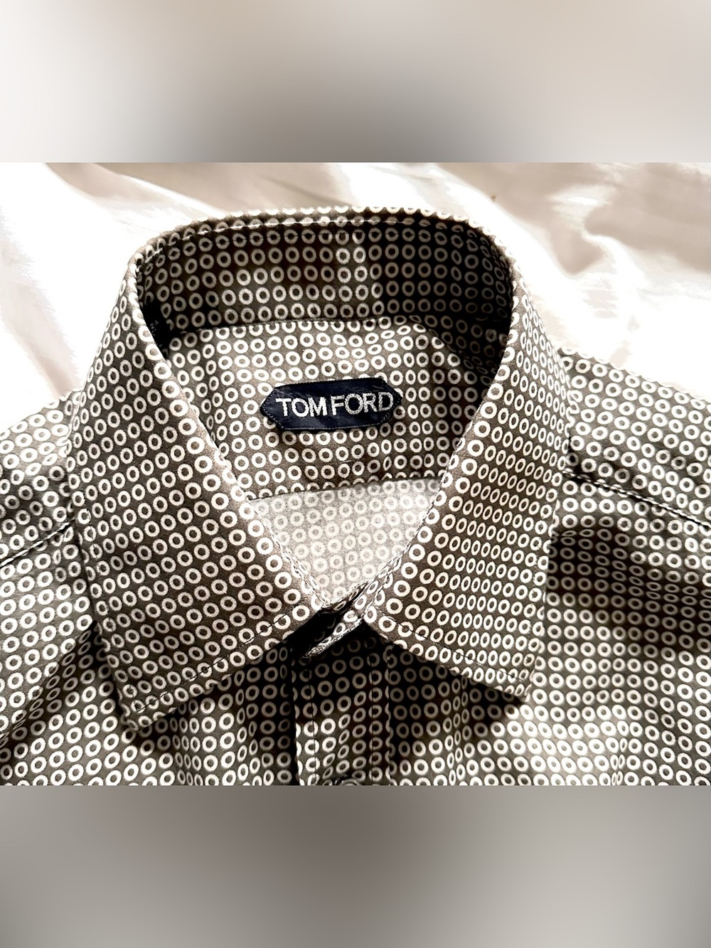 Tom Ford Brown & White Circular-Print Button-Down Shirt